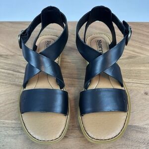 New Womens‎ Born Neil Black Leather Gladiator Sandals Size 7 M
